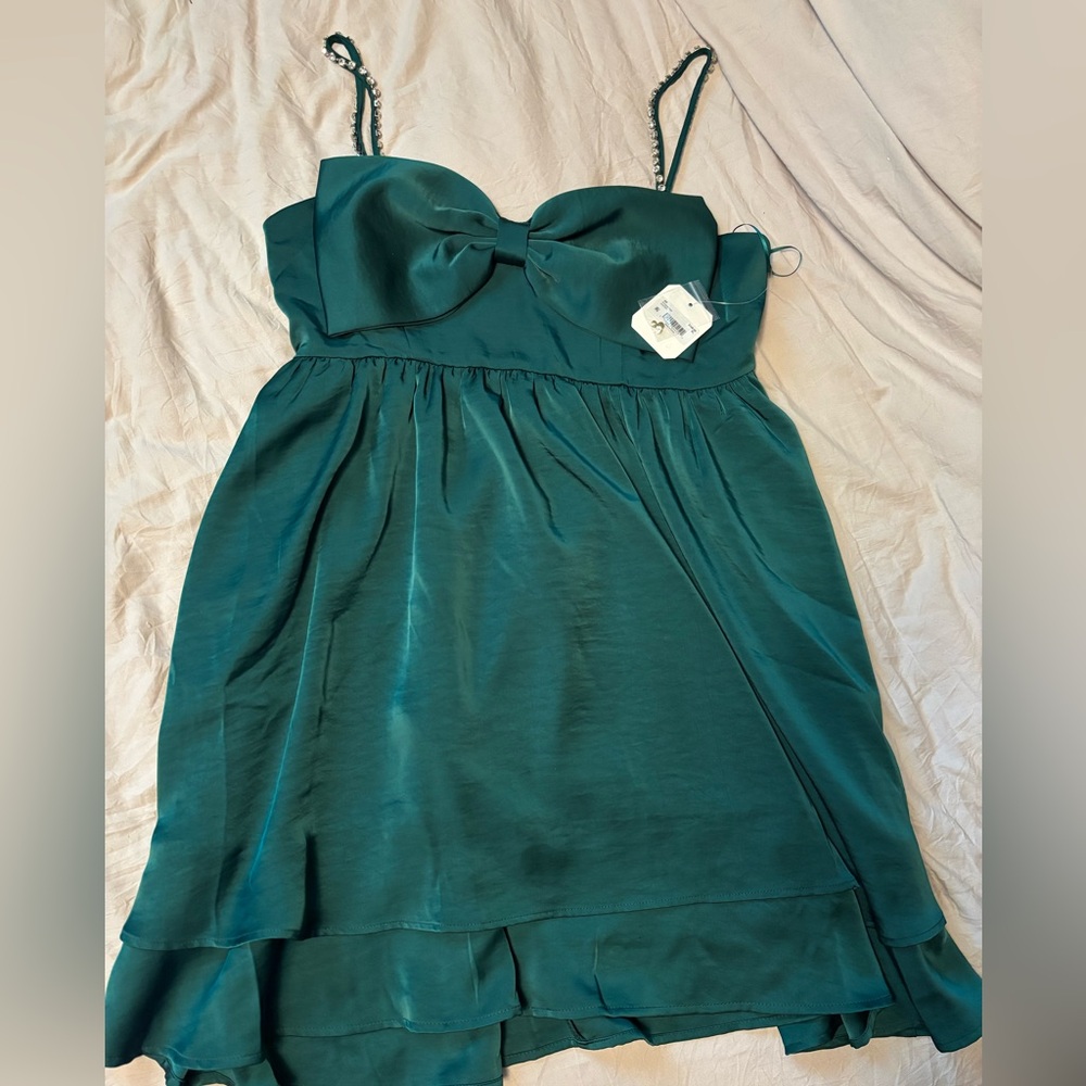 Altar’d State Green Bow Babydoll Dress
